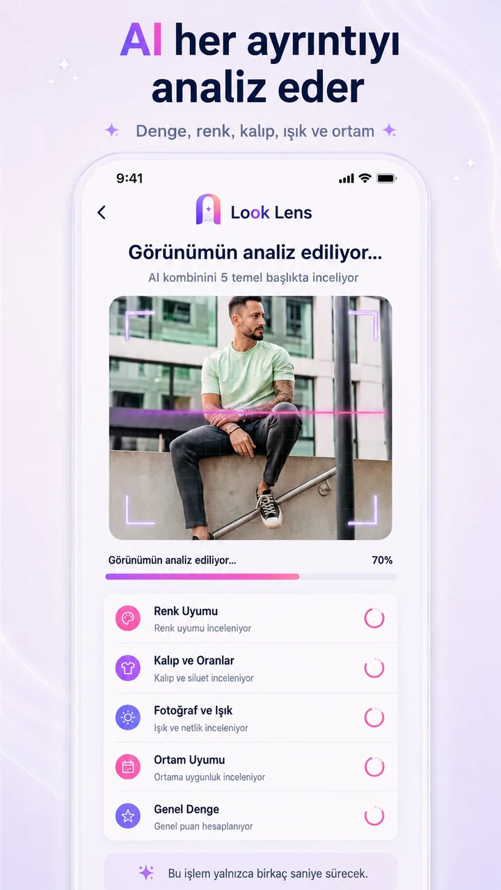 Türkçe Look Lens kombin analiz ekranı
