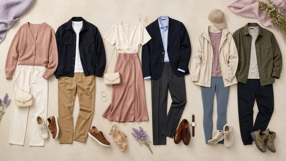 Coffee, dinner, and outdoor first-date outfit formulas arranged side by side