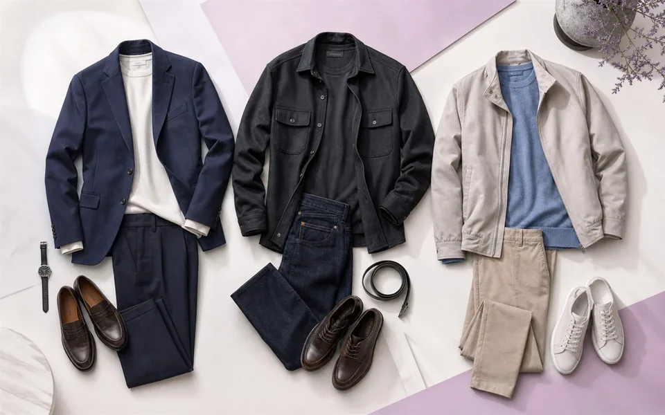 Three smart-casual outfits for work, dinner and weekends